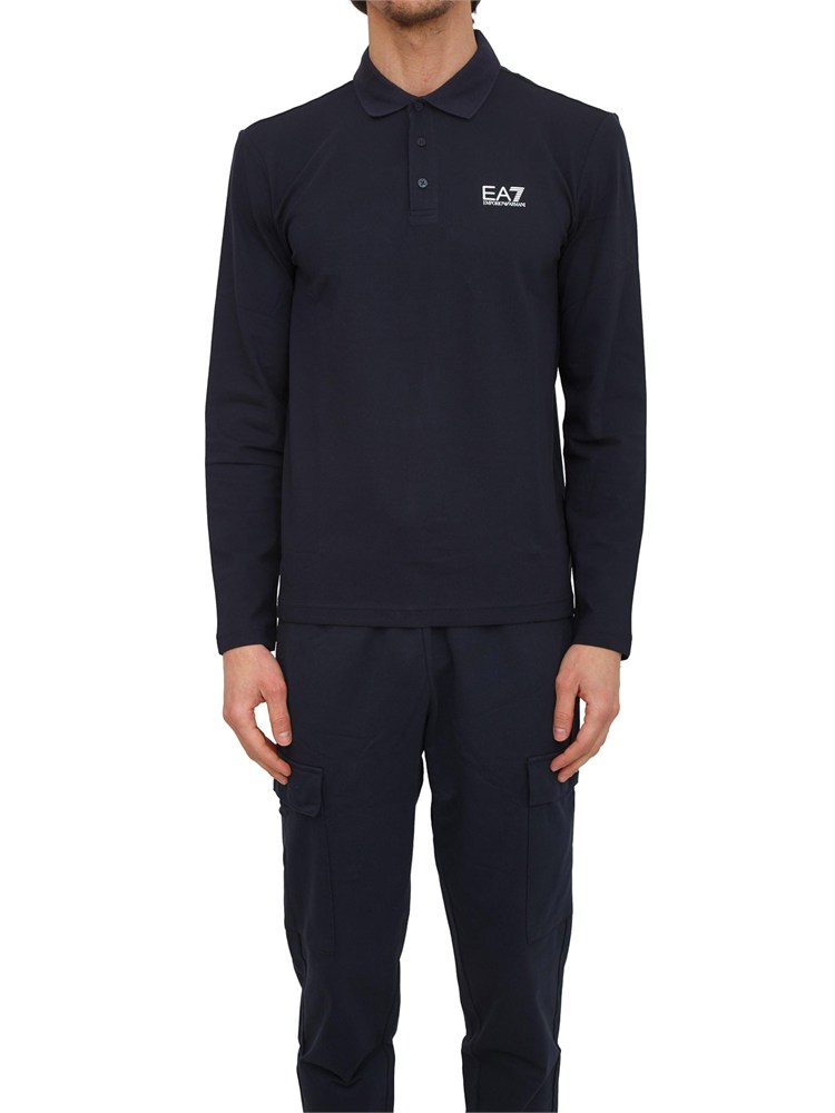 Polo uomo EA7 Emporio Armani in cotone stretch blu
