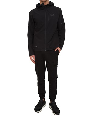 Felpa EA7 Emporio Armani in tessuto tecnico VENTUS7 nero in UOMO
