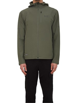 Felpa EA7 Emporio Armani in tessuto tecnico VENTUS7 verde in UOMO