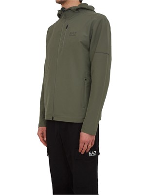 Felpa EA7 Emporio Armani in tessuto tecnico VENTUS7 verde in UOMO