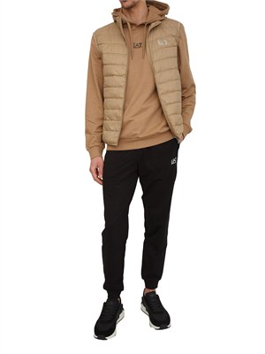 Tuta sportiva beige EA7 Core Identity in cotone in UOMO