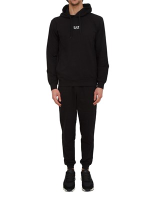 Tuta sportiva nero EA7 Core Identity in cotone in UOMO