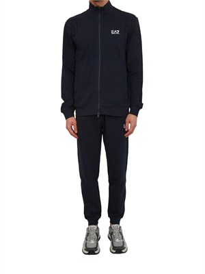 Tuta sportiva blu EA7 Core Identity in cotone in UOMO