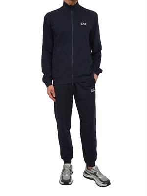 Tuta sportiva blu EA7 Core Identity in cotone in UOMO