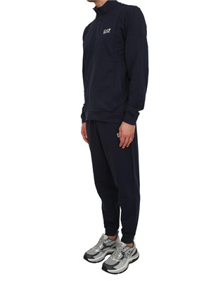 Tuta sportiva blu EA7 Core Identity in cotone in UOMO