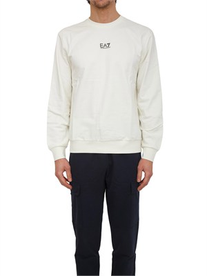 Felpa EA7 Emporio Armani in cotone avorio in UOMO