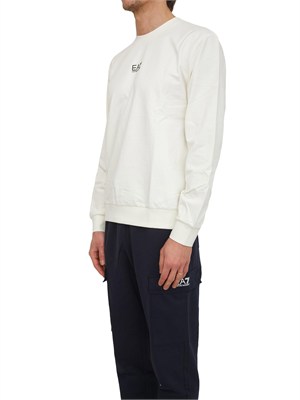 Felpa EA7 Emporio Armani in cotone avorio in UOMO