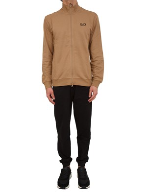 Tuta sportiva beige EA7 Core Identity in cotone in UOMO