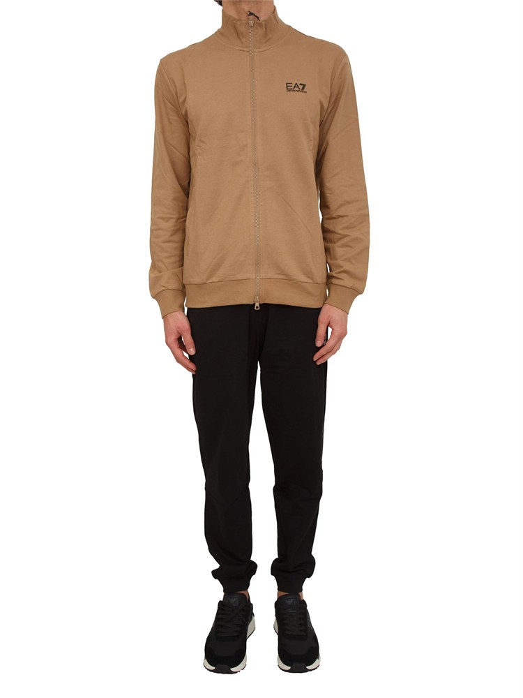 Tuta sportiva beige EA7 Core Identity in cotone