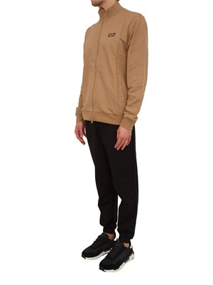 Tuta sportiva beige EA7 Core Identity in cotone in UOMO