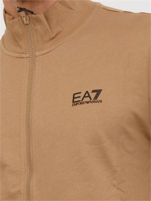 Tuta sportiva beige EA7 Core Identity in cotone in UOMO