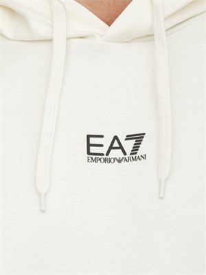 Felpa EA7 Emporio Armani in cotone bianco avorio in UOMO