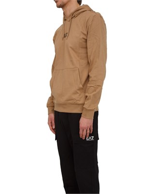 Felpa EA7 Emporio Armani in cotone bianco avorio in UOMO