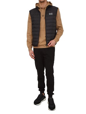 Felpa EA7 Emporio Armani in cotone bianco avorio in UOMO