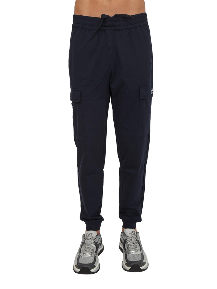 Pantaloni tuta cargo EA7 Emporio Armani in cotone blu