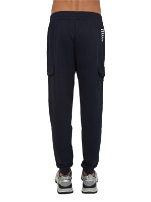 Pantaloni tuta cargo EA7 Emporio Armani in cotone blu in UOMO