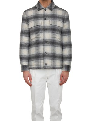 Giacca camicia Peserico uomo in misto lana grigia a quadri in UOMO