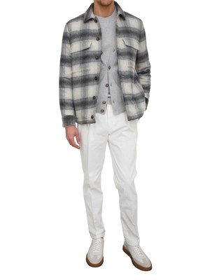 Giacca camicia Peserico uomo in misto lana grigia a quadri in UOMO