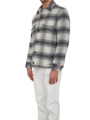 Giacca camicia Peserico uomo in misto lana grigia a quadri in UOMO