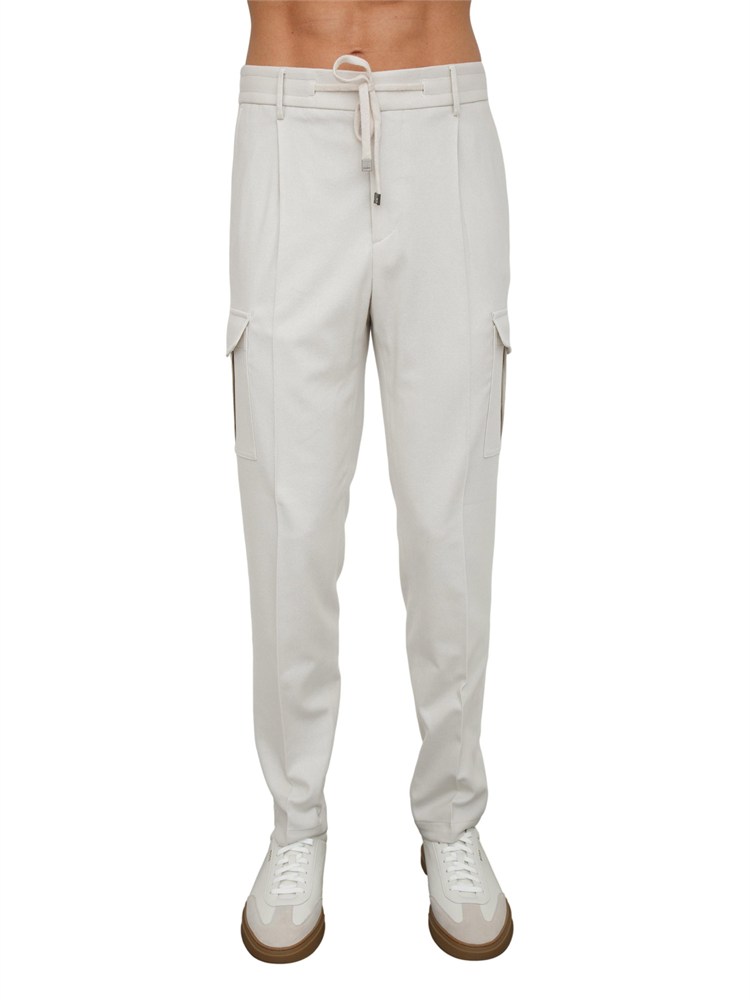Pantalone cargo Peserico uomo in lana color gesso