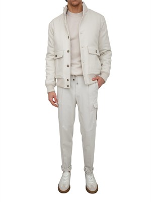 Pantalone cargo Peserico uomo in lana color gesso in UOMO