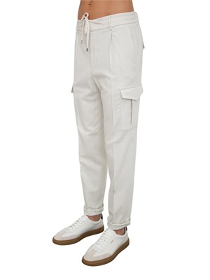 Pantalone cargo Peserico uomo in lana color gesso in UOMO