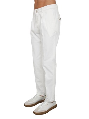 Pantalone con pince Peserico uomo in cotone bianco in UOMO