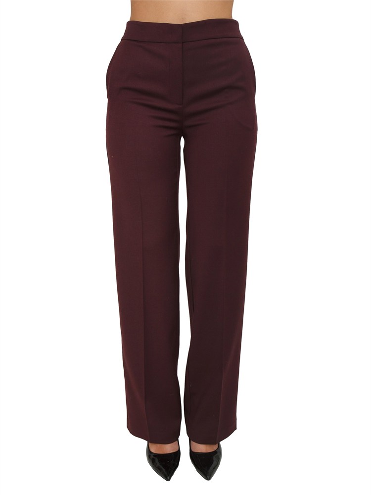 Pantaloni Twinset in twill misto lana bordeaux