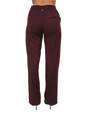 Pantaloni Twinset in twill misto lana bordeaux in DONNA