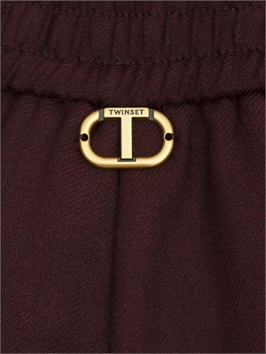 Pantaloni Twinset in twill misto lana bordeaux in DONNA