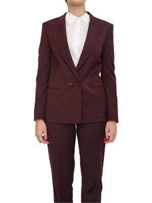 Giacca blazer Twinset in twill misto lana bordeaux in DONNA