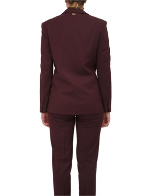 Giacca blazer Twinset in twill misto lana bordeaux in DONNA