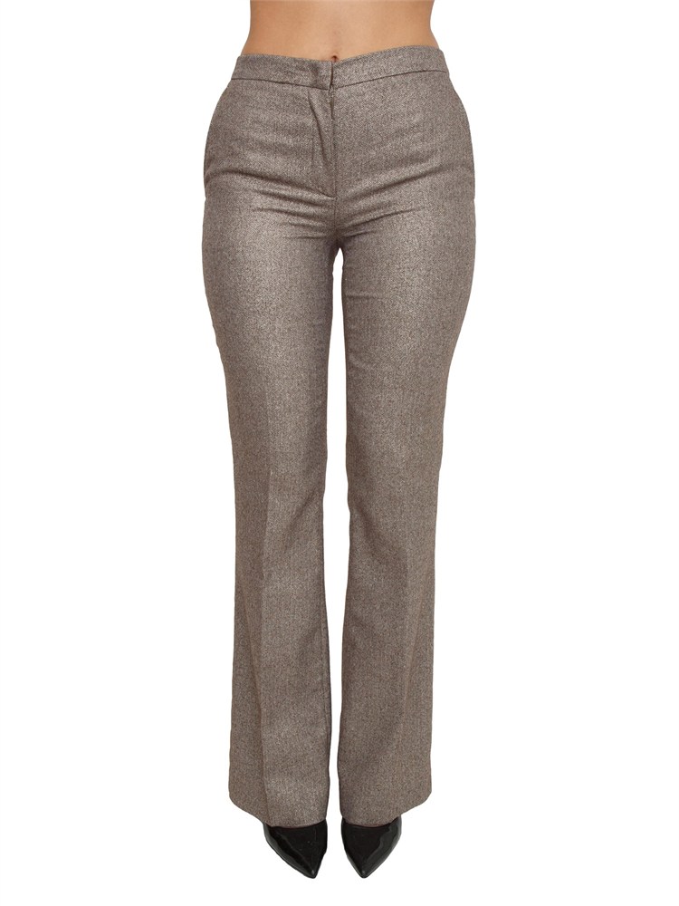 Pantaloni Twinset in misto lana a fantasia chevron con lurex