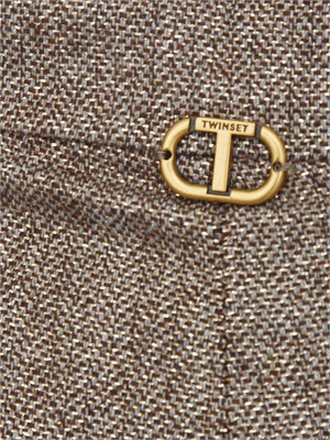Pantaloni Twinset in misto lana a fantasia chevron con lurex in DONNA