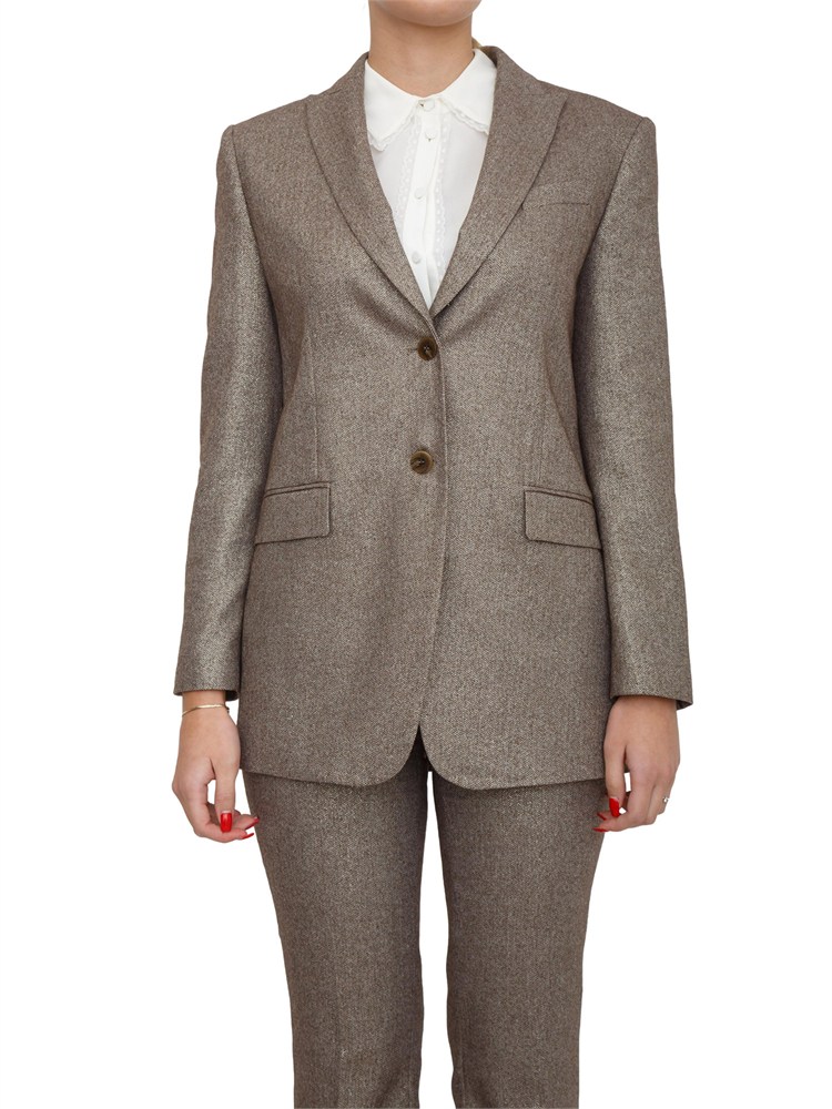 Giacca Twinset in misto lana fantasia chevron con lurex