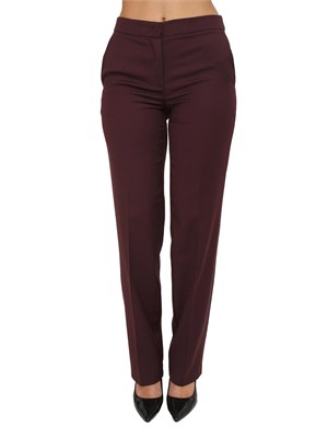 Pantalone Twinset in misto lana stretch bordeaux in DONNA