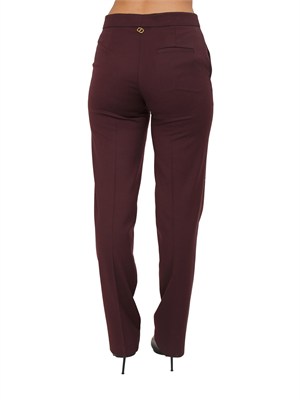 Pantalone Twinset in misto lana stretch bordeaux in DONNA