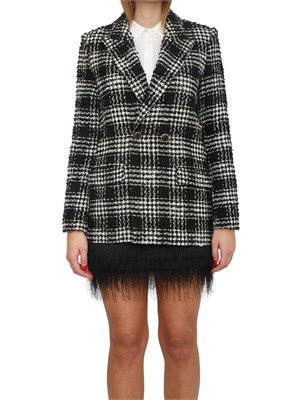 Giacca blazer Twinset in tessuto bouclÉ check nero in DONNA