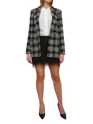 Giacca blazer Twinset in tessuto bouclÉ check nero in DONNA