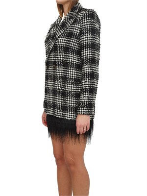 Giacca blazer Twinset in tessuto bouclÉ check nero in DONNA