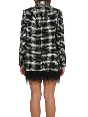 Giacca blazer Twinset in tessuto bouclÉ check nero in DONNA