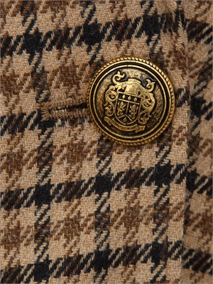 Giacca blazer Twinset in saia di misto lana fantasia check cammello in DONNA