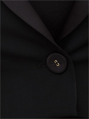 Gilet nero Twinset in twill misto lana e revers in raso in DONNA