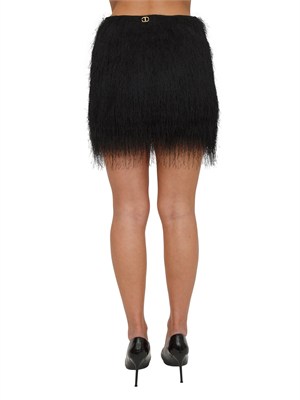Minigonna nera Twinset con frange fini in DONNA