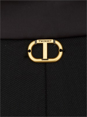 Pantaloni Twinset in twill misto lana ed inserto raso in DONNA