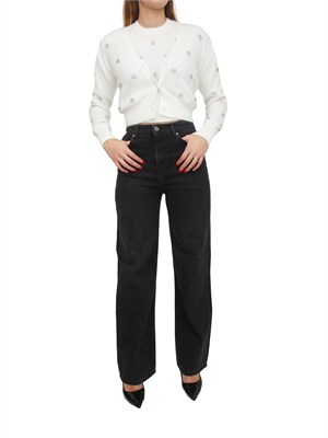 Maglia Twinset in misto angora bianca con applicazioni strass in DONNA