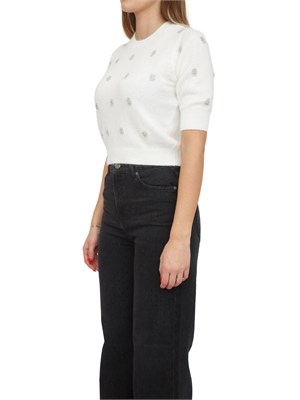 Maglia Twinset in misto angora bianca con applicazioni strass in DONNA