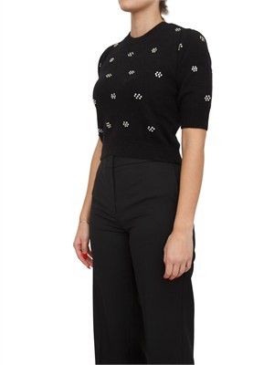 Maglia Twinset in misto angora nera con applicazioni strass in DONNA