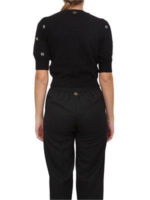 Maglia Twinset in misto angora nera con applicazioni strass in DONNA