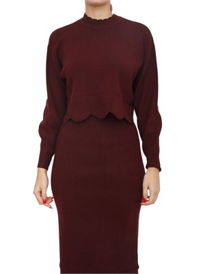 Maglia cropped Twinset in misto viscosa bordeaux in DONNA